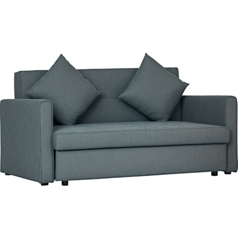 HOMCOM Convertible 2 Seater Sofa Bed with 2 Cushions Storage for Living Room Dark Grey