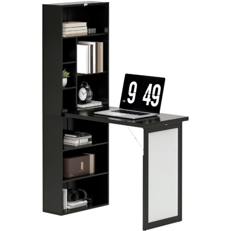 HOMCOM Convertible Desk with Whiteboard Multi-function Workstation, Black