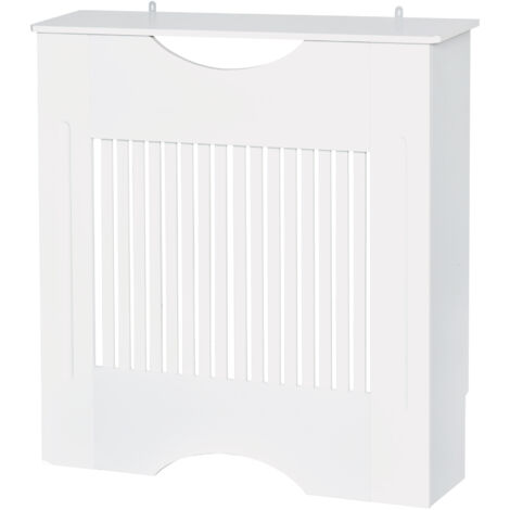 HOMCOM Copritermosifone Bianco in MDF 78x19x82 cm con Piano d'Appoggio