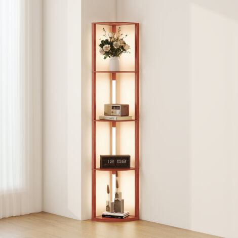 HOMCOM Corner Floor Lamp with Dimmable Warm White LED Light, Brown