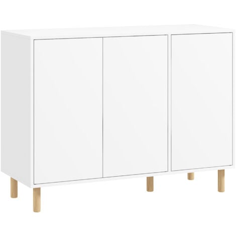 HOMCOM Credenza Cucina con 2 Armadietti a 3 Ripiani in Legno Bianco