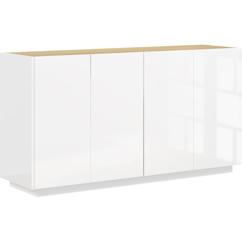 Credenza Cucina Con Armadietti 2 Ante E Ripiani Regolabili Bianco L...