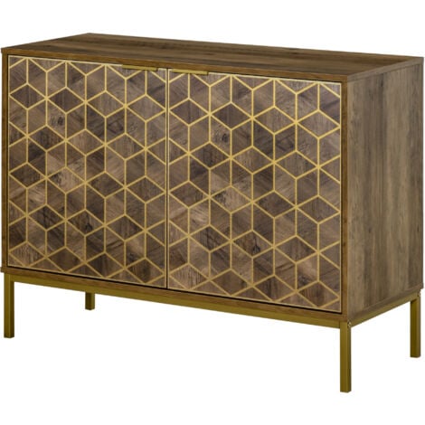 HOMCOM Credenza Moderna da Ingresso con Decorazioni Dorate e Gambe in Acciaio