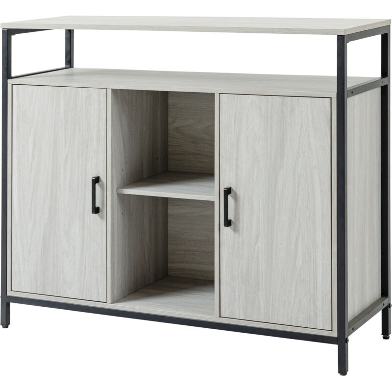 Mobile Cucina Con 2 Armadietti E Ripiani Grigio Chiaro 100x34x87.2c...