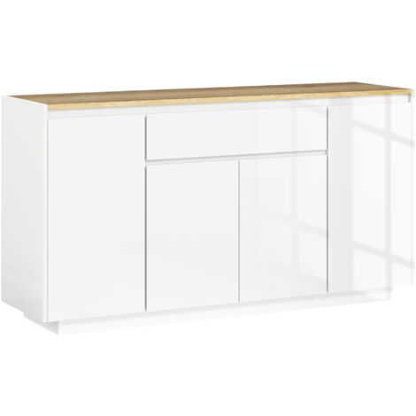 HOMCOM Credenza Moerna con Cassetto e 3 Armadietti Ripiani Regolabili Bianco