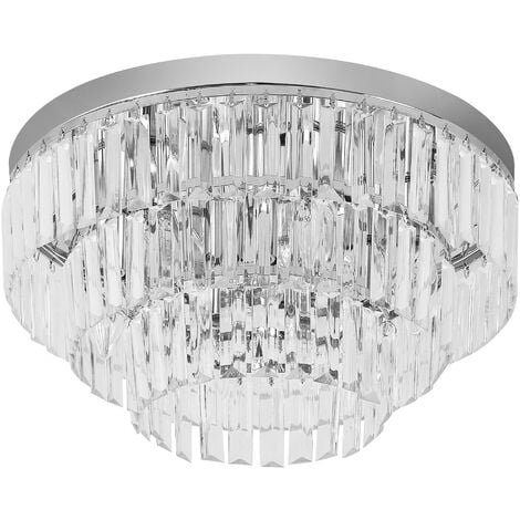 HOMCOM Crystal Light Ceiling Lamp Chandelier Hallway Flush Living Room