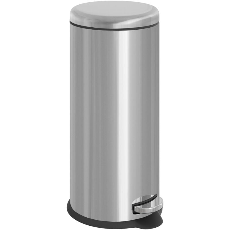 

Cubo de Basura con Apertura a Pedal con Volumen de 30 L Acero Inoxidable Plateado - Plateado