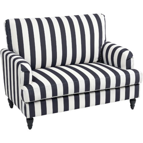 HOMCOM Cuddle Chair with Stripe, Armchair for Living Room, Black and White