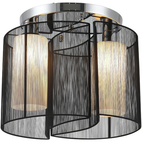 HOMCOM Deckenlampe vintage Deckenleuchte 2 flammig Deckenlicht Lampe 2 x E27-Fassung Schwarz Ø47,5 x 33H cm (Ohne Glühbirnen) - schwarz