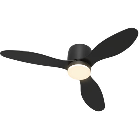 HOMCOM Deckenventilator mit Beleuchtung und Fernbedienung 115 cm Ventilator mit LED Lampe, Umkehrbarer DC Motor, 3 ABS Flügeln, 3 Lichtfarben, 6 Geschwindigkeiten, Timer, für Schlafzimmer Wohnzimmer