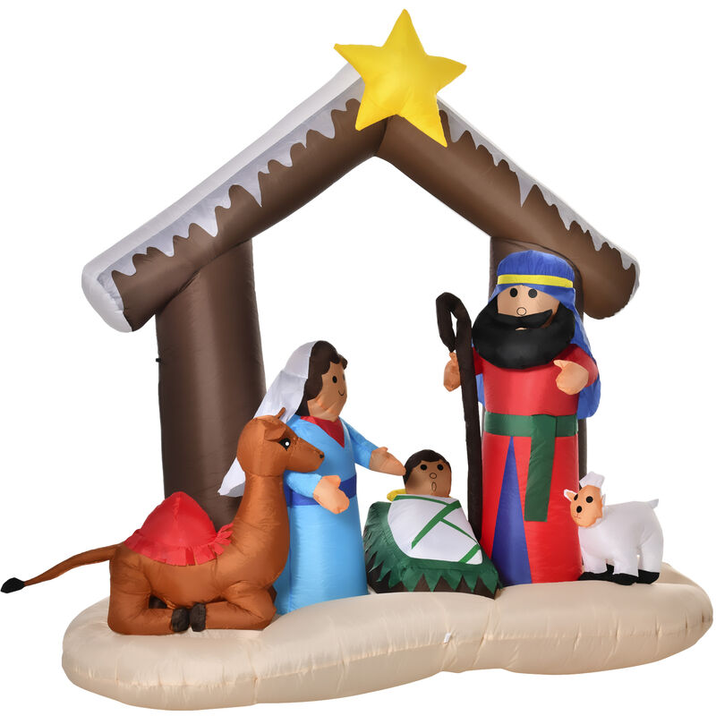 

Decoración Inflable de Navidad 183 cm con Luces LED Incluye Inflador Tipo Arco Bíblico del Nacimiento de Jesús para Fiestas Jardín 201x100x183 cm