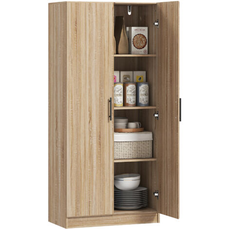 HOMCOM Dispensa Cucina Moderna con Ripiani Regolabili e Ante Ammortizzate Legno