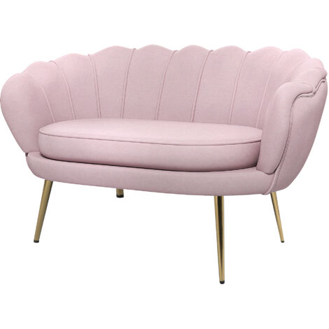 HOMCOM Divanetto 2 Posti in Tessuto Effetto Velluto, Piccolo Divanetto Vintage con Braccioli, Moderno, Seduta Imbottita per Camera da Letto e Soggiorno, 130x77x77cm, Rosa