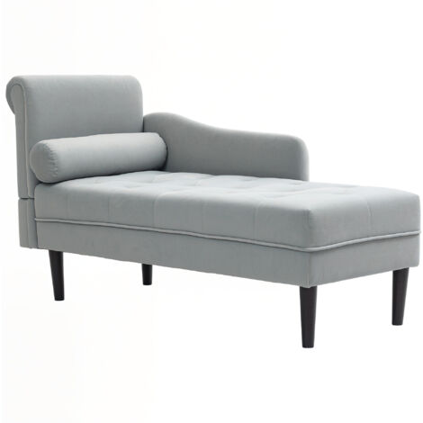 HOMCOM Divanetto Chaise Longue con Rivestimento Effetto Velluto Grigio