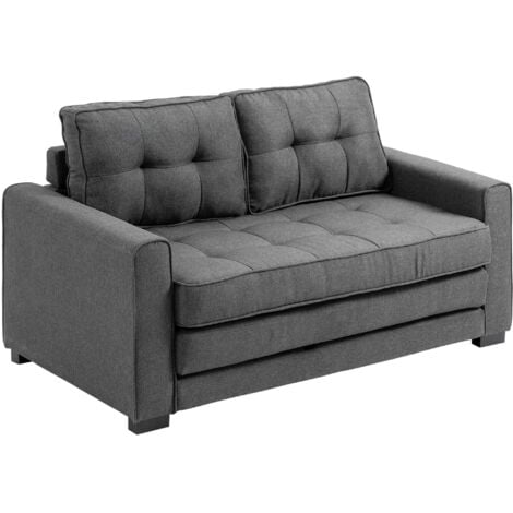 HOMCOM Divano Letto 2 Posti in Tessuto Imbottito con Molle 151x75x85cm Grigio