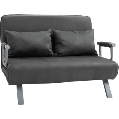 HOMCOM Divano Letto con Seduta Regolabile in 5 Posizioni e Cuscini Staccabili