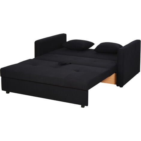 HOMCOM Divano Letto con Spazio Portaoggetti Grigio Scuro