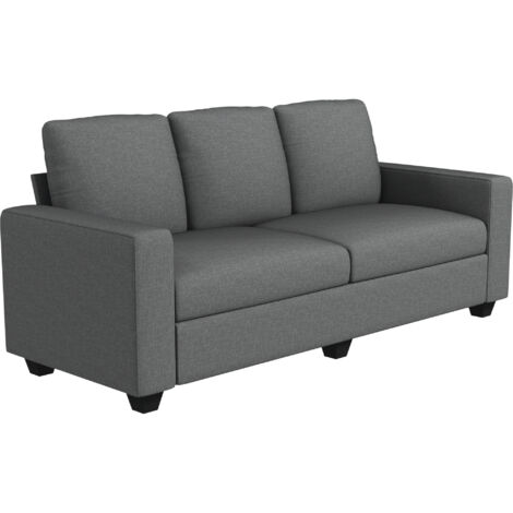 HOMCOM Divano Moderno 3 Posti in Tessuto con Cuscini, 237x94x102cm, Grigio