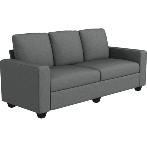 HOMCOM Divano Moderno 3 Posti in Tessuto con Cuscini, 237x94x102cm, Grigio