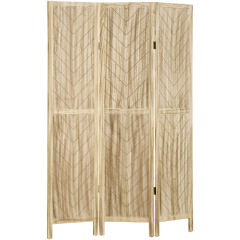 HOMCOM Divisorio Ambiente Pieghevole a 3 Ante in Legno 120x1.6x170 cm