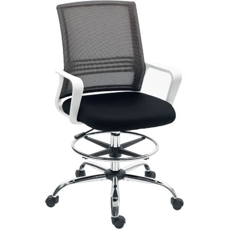 HOMCOM Draughtsman Chair, Mesh Ergonomic Drafting Chair, Black