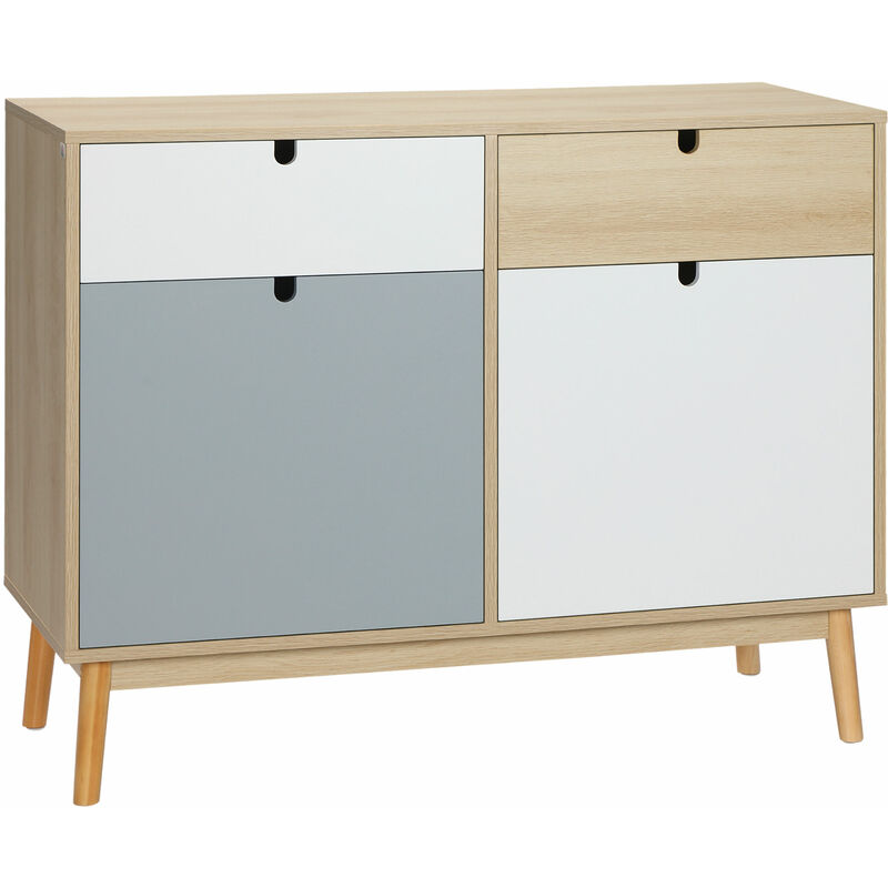 Drawer & Cupboard Side Storage Cabinet Kitchen Unit Bedroom Living Furniture - Homcom
