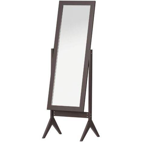 HOMCOM Dressing Mirror Freestanding Tall Adjustable Angle White 148x47cm Brown