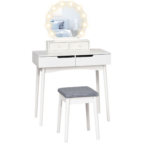 Homcom Dressing Table Set With Mirror Stool 10 Led Bulbs Makeup Dresser Desk Uk831 3130331 - Vasagle Dressing Table Set With Mirror And Light Bulbs Homcom Dressing Table Set With Mirror Stool 10 Led Bulbs Makeup Dresser Desk Uk831 3130331 - Vasagle Dressing Table Set With Mirror And Light Bulbs