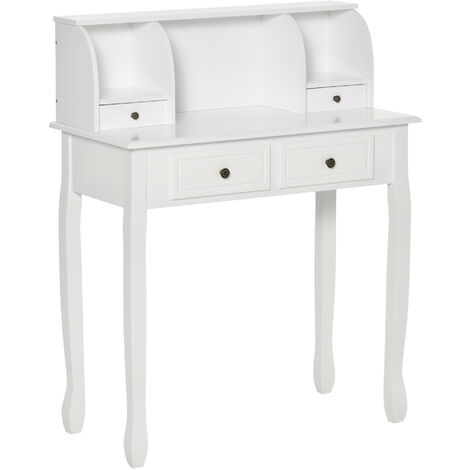 main image of "HOMCOM Dressing Table Vanity Make-Up 4 Drawers Dividers Console - White"
