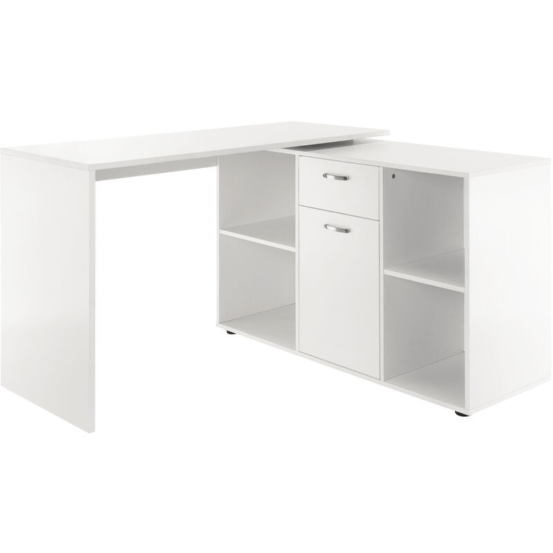 Homcom - Eckschreibtisch Computertisch Bürotisch Winkelschreibtisch Regal L-Form 120 x 115 x 76 cm, I-Form 191 x 50 x 76 cm, Weiß, MDF+Metall - weiß