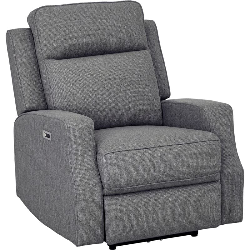 Electric Fabric Recliner Armchair, Reclining Chair with Adjustable Leg Rest, usb Port, for Home Living Room Charcoal Grey - Homcom