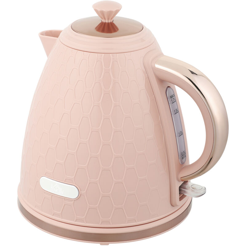 HOMCOM Electric Kettle, Fast Boil, 1.7L, 3kW, Auto Shut-off, Light Pink, Pink