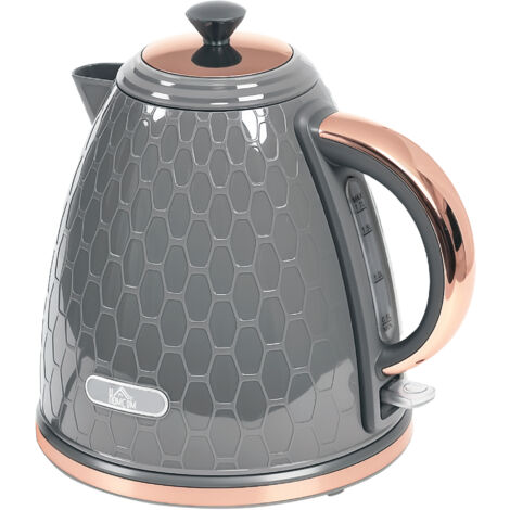HOMCOM Electric Kettle, Fast Boil, 1.7L, 3kW, Swivel, Auto Shut-off, Grey