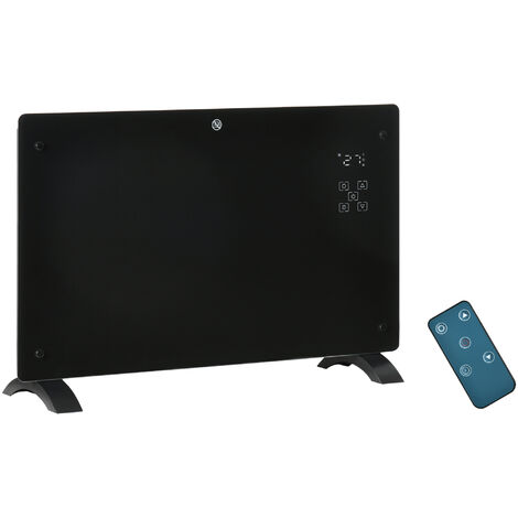 HOMCOM Elektroheizung 1000/2000W mit Fernbedienung, 24-Stunden-Timer, LED-Display und Fernsteuerung Schwarz - Schwarz