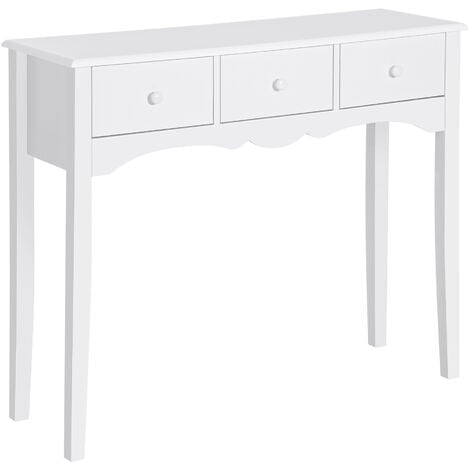 main image of "Homcom Entrance Console Dressing Table Living Room 3 Drawers Makeup Desk White"