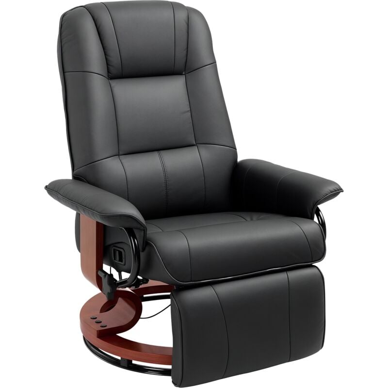 HOMCOM Ergonomic Office Recliner Sofa Chair PU Leather Armchair Lounger Black