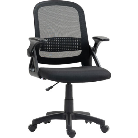 HOMCOM Ergonomic Swivel Computer Chair with Flip-up Armrests, Black