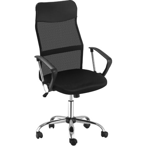 HOMCOM Ergonomischer Bürostuhl, Gaming Stuhl, Drehstuhl mit Wippenfunktion, höhenverstellbarer Schreibtischstuhl, Schaumstoff, Netz, Schwarz, 63 x 65 x 109-119 cm
