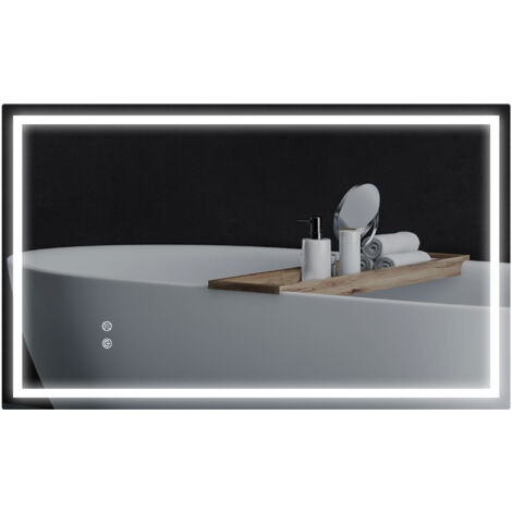 HOMCOM espejo de baño con luz LED 100x60 cm luz retroiluminado antivaho brillo regulable interruptor táctil IP44 montaje horizontal o vertical