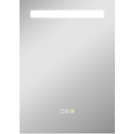 HOMCOM espejo de baño con luz LED 70x50 cm espejo de baño de pared con 3 colores de luz función antivaho función de memoria IP44