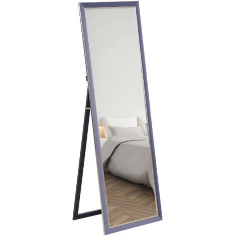 HOMCOM espejo de cuerpo entero 150x50 cm espejo de pie o de pared con marco en terciopelo y soporte para salón dormitorio gris