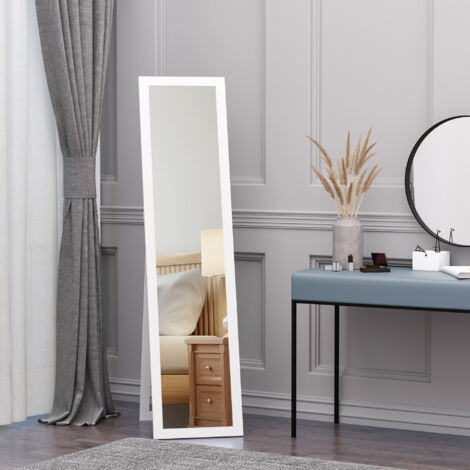 HOMCOM Espejo de Cuerpo Entero de Pie o para Colgar de Estilo Moderno para Pasillo Dormitorio 37x37x154 cm Blanco