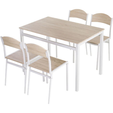 HOMCOM Essgruppe 5-Teilig 100 x 63 cm Esstisch mit 4 Stühlen Rechteckig Esszimmergruppe Modern Küchentisch Set für kleine Raum, Esszimmer, Küche, Grau+Weiß