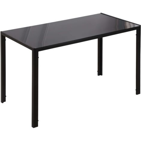 HOMCOM Esstisch 120 x 60 cm Küchentisch für 4 Personen Esszimmertisch mit Tischplatte aus Hartglas moderner Tisch für Küche, Esszimmer Wohnzimmer Schwarz