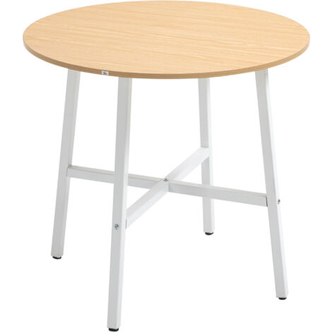 HOMCOM Esstisch 80 x 80 cm rund Küchentisch für 4 Personen Esszimmertisch mit Stahlrahmen, Industriller Tisch für Küche, Esszimmer und Wohnzimmer Naturholz