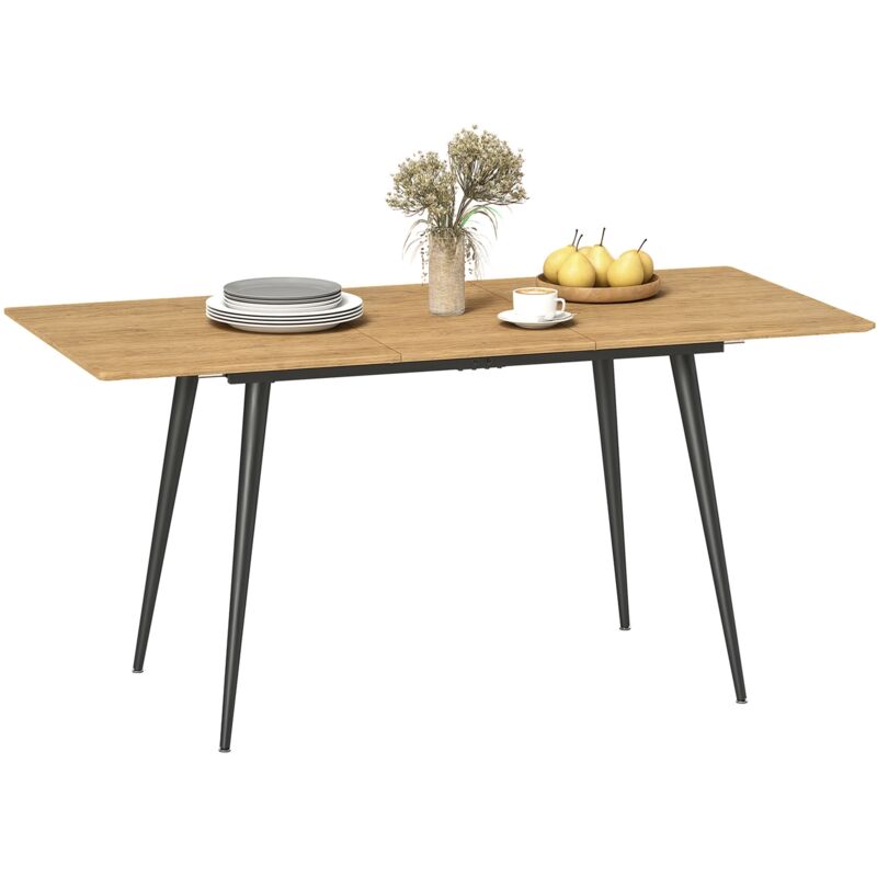 Homcom Esstisch Ausziehbar Rechteckig Küchentisch Für 6-8 Personen Mit Holzoptik, Schiebeschienen Und Verriegelungen Esszimmertisch, Naturholz,