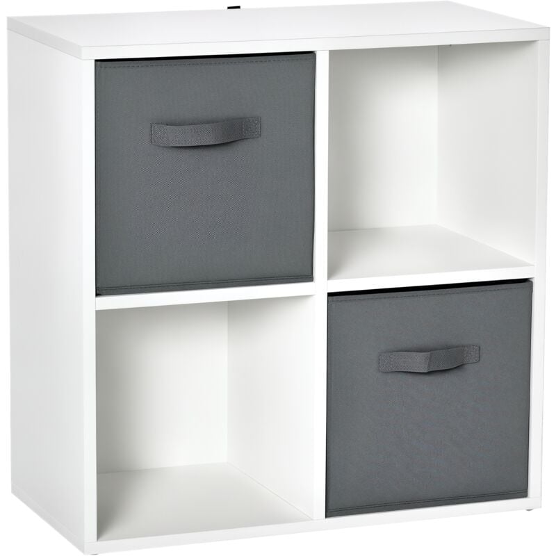 

Estantería para Libros de 4 Cubos Librería Modular con 2 Cajones Extraíbles de Tela no Tejida Oficina Estudio Dormitorio 61,5x30x61,5 cm Blanco y