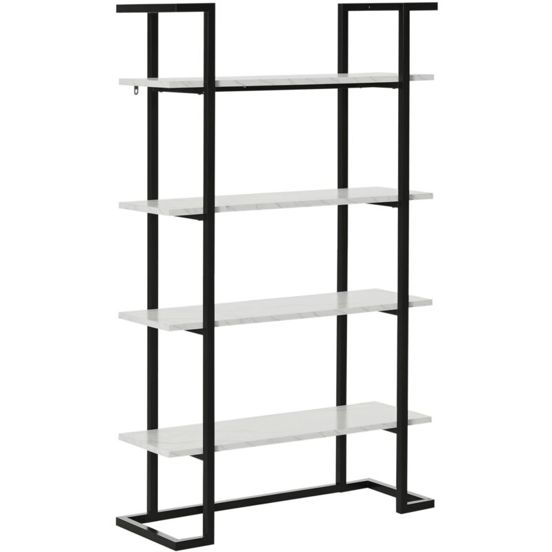 

Estantería de 4 Niveles Librería de Almacenamiento con Estantes en Efecto de Mármol Moderno para Salón Oficina Cocina Dormitorio 92x35x152 cm - Negro