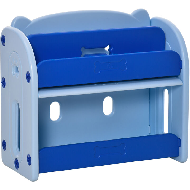 

Estantería Infantil de Juguetes y Libros con 2 Estantes y Caja de Almacenaje con Tapa Abatible para Habitación de Niños 70x33x62,5 cm Azul - Azul