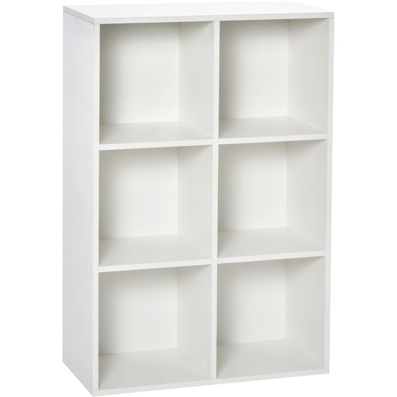 

Estantería para Libros Estantes de Madera de 3 Niveles con 6 Compartimentos de Almacenaje para Sala de Estar Dormitorio Oficina 65,5x30x97,5 cm